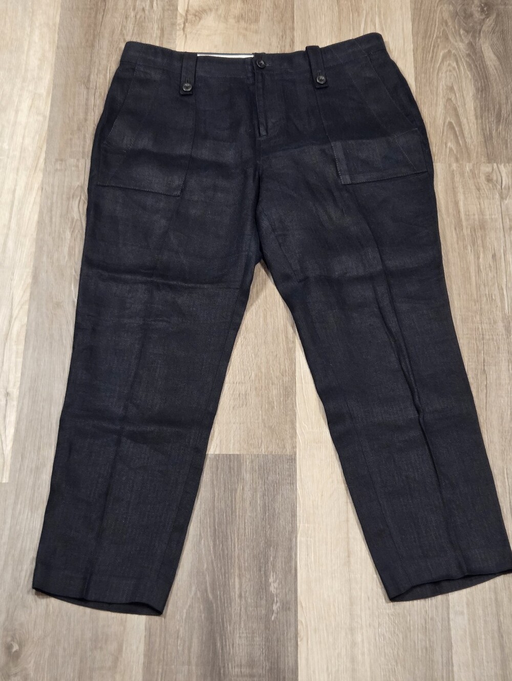 J.Crew Linen Garden Cropped Pants, Navy Blue Size 6P